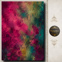 Papel De Seda Decoupage Floral Magenta Tonalidade Joia Abstrata