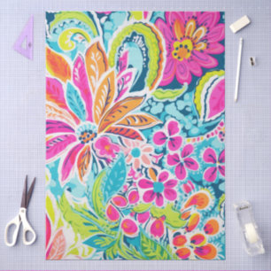 Papel De Seda Decoupage Floral Paisley Rosa