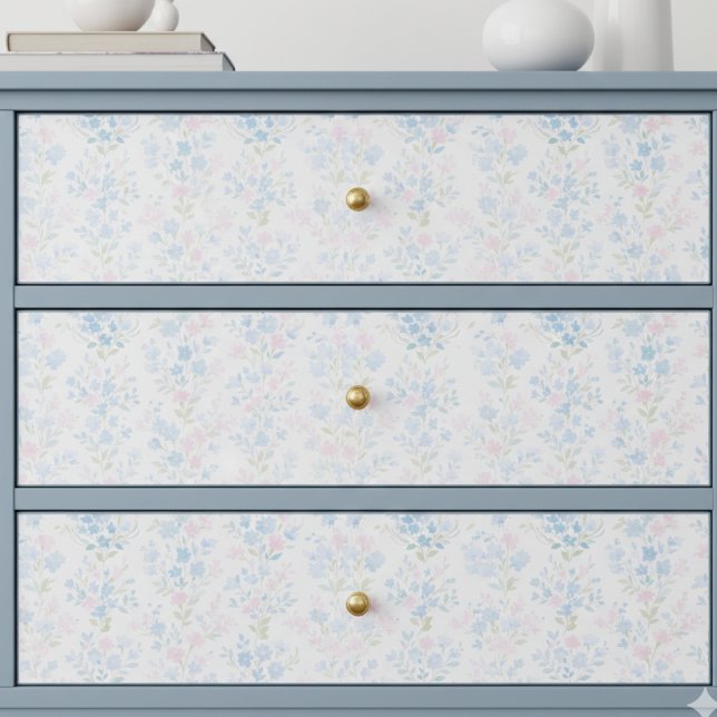 Papel de Seda Decoupage Floral Pastel (preppy grandmillennial decoupage pink and blue floral tissue paper )