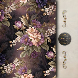 Papel De Seda Decoupage Floral Romântico Roxo