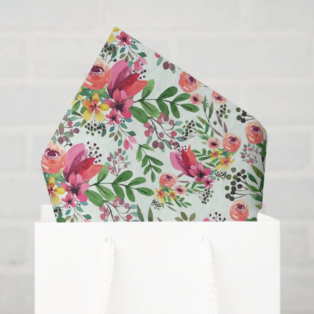 Papel De Seda Decoupage Floral Rosa (Sacola de presentes)