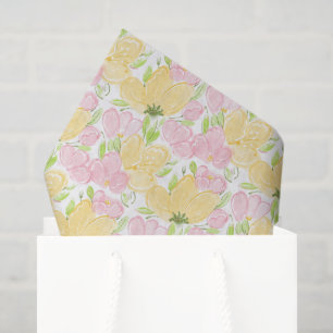 Papel De Seda Decoupage Floral Rosa Amarelo