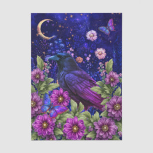Papel De Seda Decoupage Floral Roxo Elegante de Corvo e Borbolet