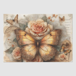 Papel De Seda Decoupage Floral Rústico Elegante & Roteiro Vintag