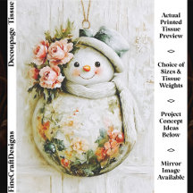 Decoupage Floral Shabby Chic Boneco de Neve FT6L