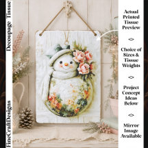 Decoupage Floral Snowman FT6R Shabby Chic Fofo