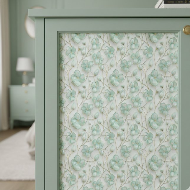 Papel de Seda Decoupage Floral Verde (romantic green floral jewel decoupage tissue paper)