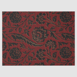 Papel De Seda Decoupage floral vermelho escuro e preto