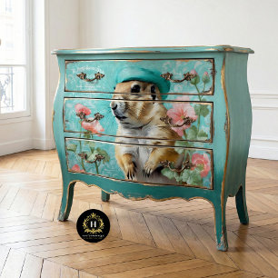 Papel De Seda Decoupage Floral Vintage de Cão da Pradaria Marmot