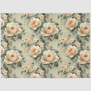 Papel De Seda Decoupage Floral Vintage Rosa Bege