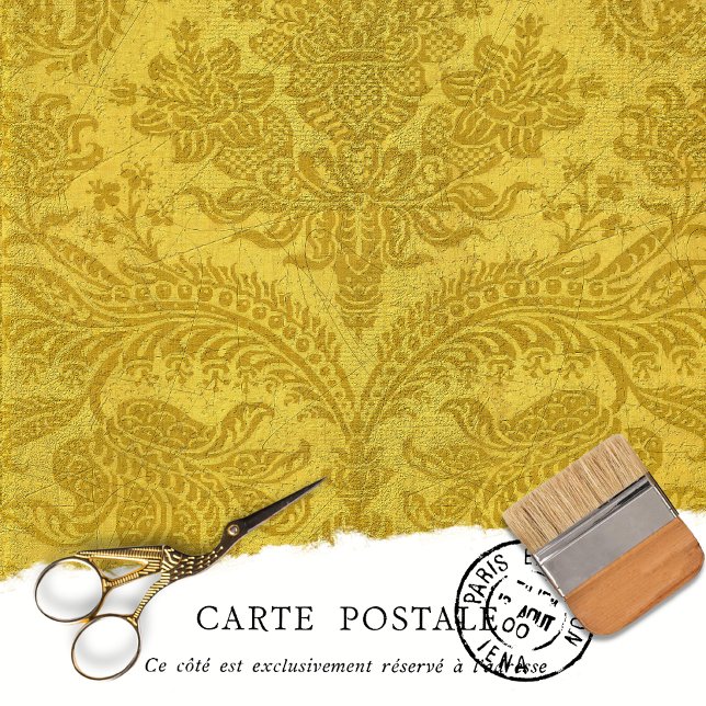 Papel De Seda Decoupage Floral Vitoriano Rústico Dourado Antigo (Criador carregado)