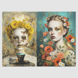 Papel De Seda Decoupage Floral Woman