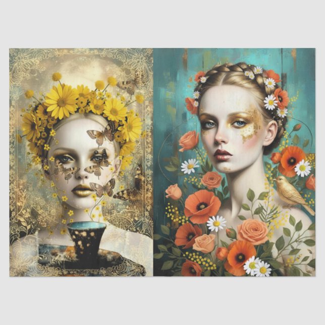 Papel De Seda Decoupage Floral Woman (Frente )