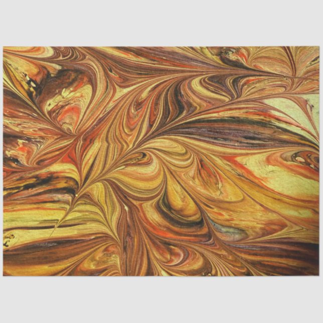 Papel De Seda Decoupage Fractal Dourada de Abstrato Marbled (Frente )