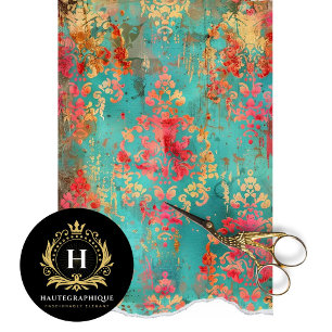 Papel De Seda Decoupage Francês Textura Rústica Floral Vintage