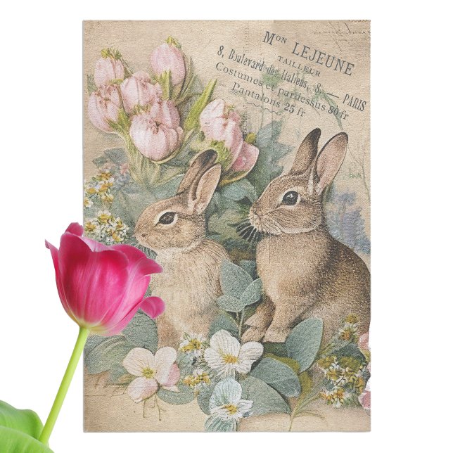 Papel De Seda Decoupage Francesa de Coelho Coelho Castanho Flora (Criador carregado)