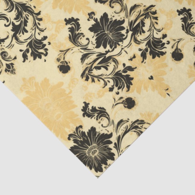 Papel De Seda Decoupage francesa Elegante Black and Orange (Detalhes )