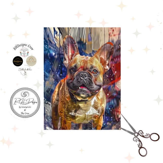 Papel De Seda Decoupage French Bulldog Abstract Furniture Art (Criador carregado)