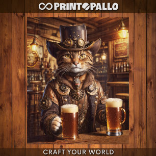 Papel De Seda Decoupage - Gato cowboy Steampunk -