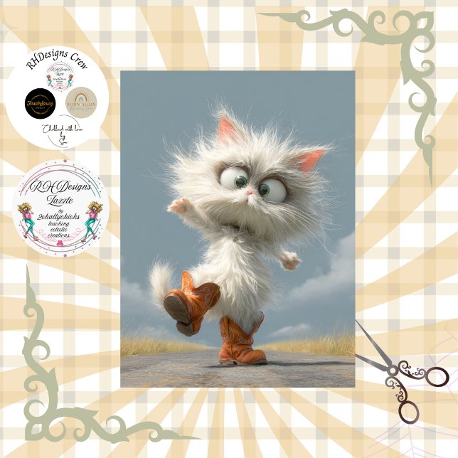 Papel De Seda Decoupage Gato Dançante Caprichoso  (Criador carregado)