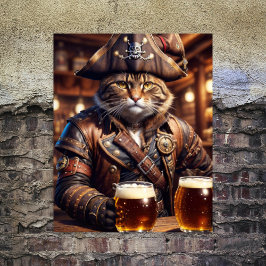 Papel De Seda Decoupage - Gato pirata steampunk bebendo cerveja 