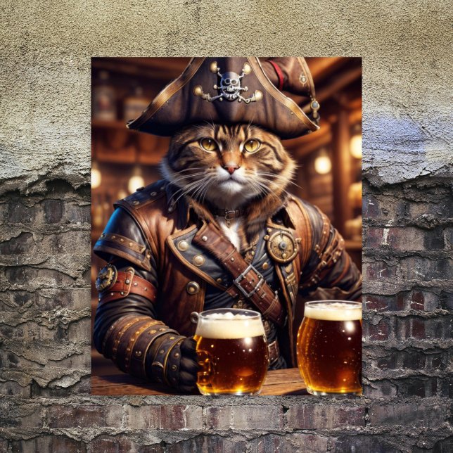Papel De Seda Decoupage - Gato pirata steampunk bebendo cerveja  (Criador carregado)