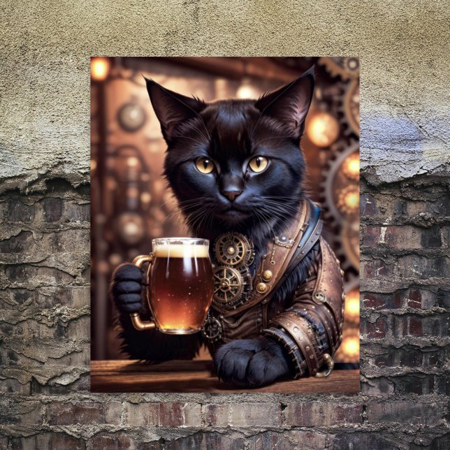 Papel De Seda Decoupage - Gato steampunk bebendo cerveja -  (Criador carregado)
