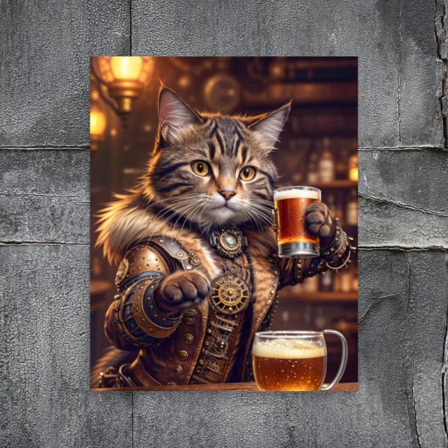 Papel De Seda Decoupage - Gato steampunk com cerveja -  (Criador carregado)