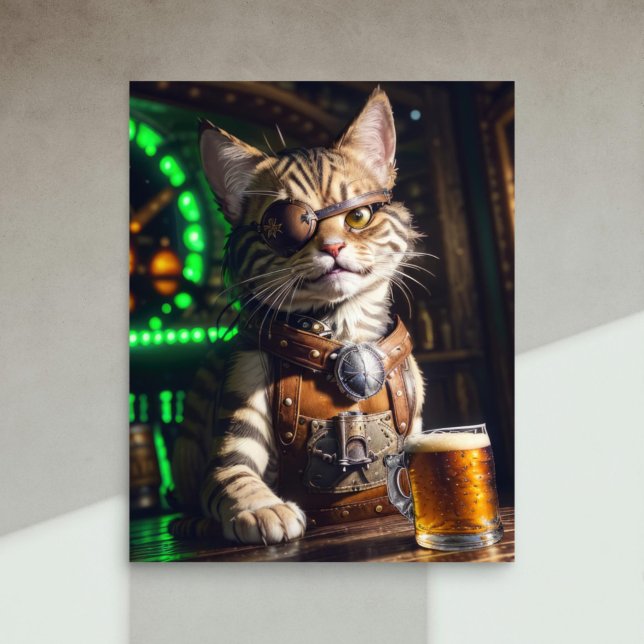 Papel De Seda Decoupage - Gato steampunk com cerveja -  (Criador carregado)