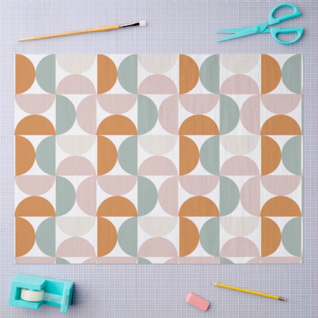 Papel De Seda Decoupage Geométrico Moderno Laranja Rosa Verde (Arte )