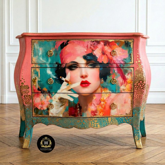 Papel De Seda Decoupage Glamouroso da Flapper Fumê (Criador carregado)