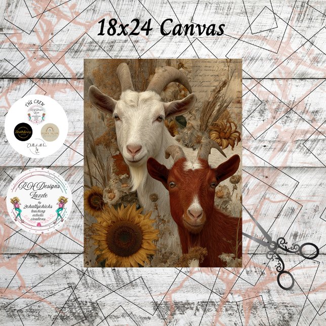 Papel De Seda Decoupage Goat Rustic Farm 18x24 Canvas  (Criador carregado)