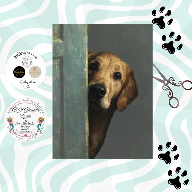 Papel De Seda Decoupage Golden Retriever Peeking Peanut Butter (Criador carregado)