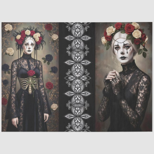 Papel De Seda Decoupage Gothic Rose Queen – Dark Romantic Art  (Frente )