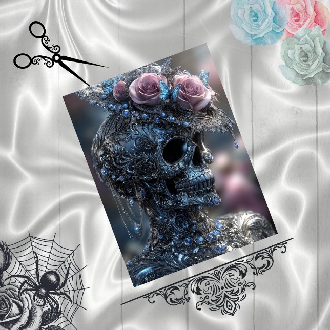 Papel De Seda Decoupage Gótica Crânio de Luxo Cortado em Sangue (Criador carregado)