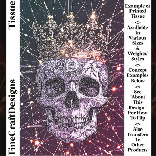 Papel De Seda Decoupage Gótica Cyberpunk Skull & Dourada Crown U