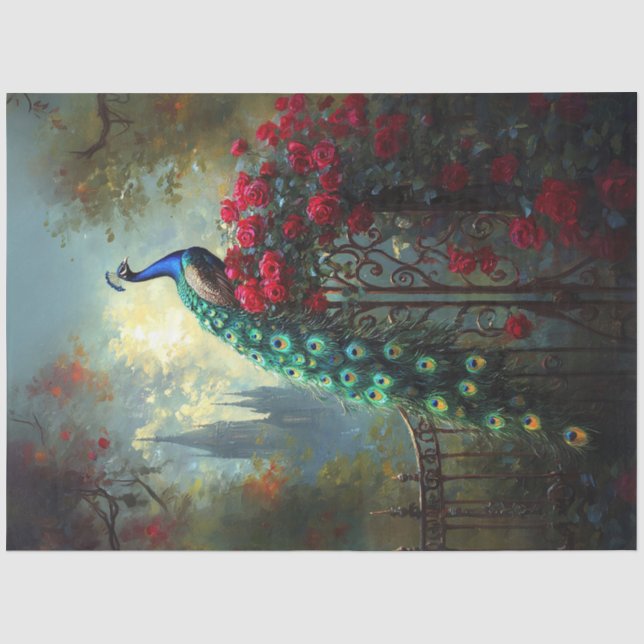 Papel De Seda Decoupage Gótica de Rosas vermelhas de Peacock Dra (Frente )