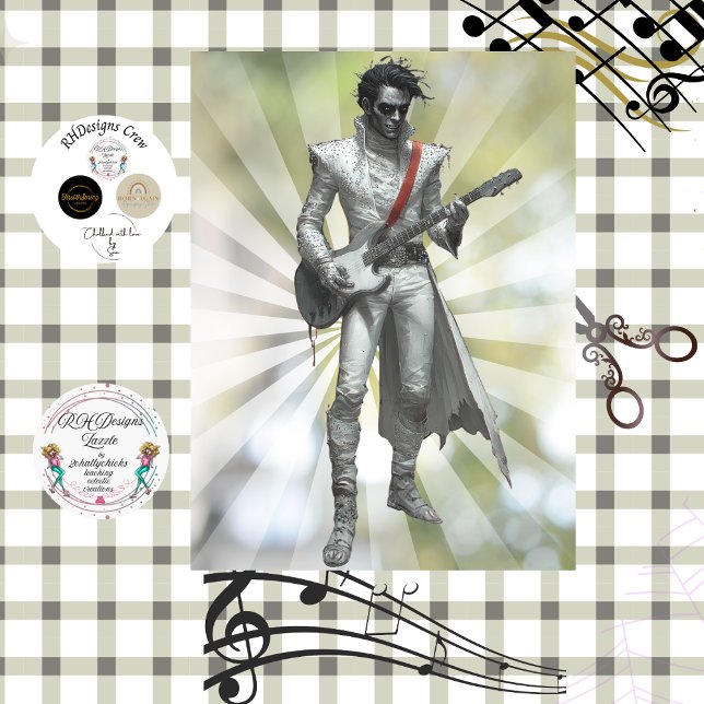 Papel De Seda Decoupage Gótico Guitarrista Vampiro Rockstar  (Criador carregado)