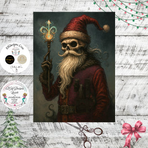 Papel De Seda Decoupage Gótico Papai Noel Esquelético