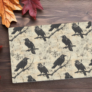 Papel De Seda Decoupage Gótico Vintage Corvo
