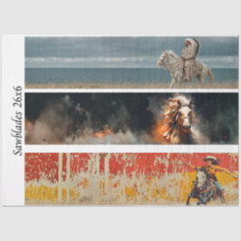 Papel De Seda Decoupage Hand Saw Art Western 26x6" Designs