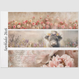 Papel De Seda Decoupage Handsaw Design Rose, Peony, Cow