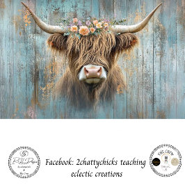 Papel De Seda Decoupage Highland Cow Azul Distância Fundo