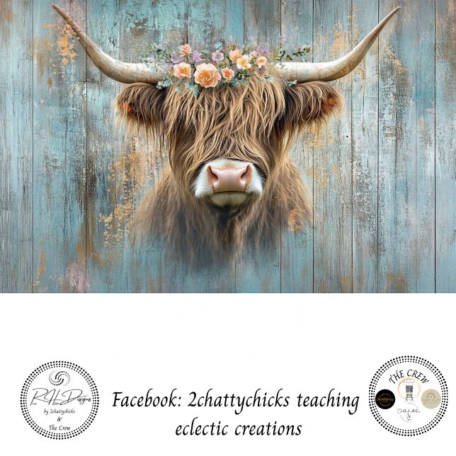 Papel De Seda Decoupage Highland Cow Azul Distância Fundo (Criador carregado)