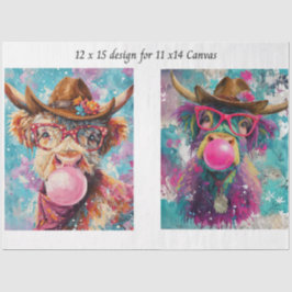 Papel De Seda Decoupage Highland Western Bubble Gum Tela 11x14