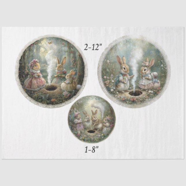 Papel De Seda Decoupage História de Páscoa Floresta 12" e 8" Cír (Frente )