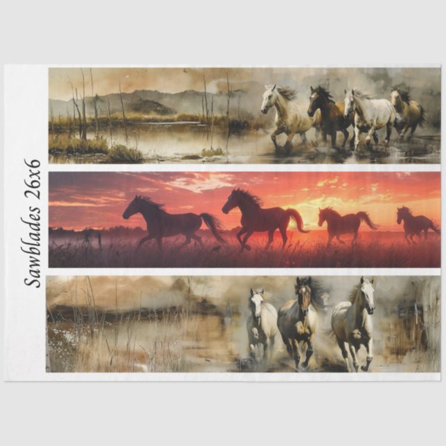 Papel De Seda Decoupage Horses Handsaw & Sign Designs  (Frente )