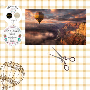 Papel De Seda Decoupage Hot Air Balon Grand Canyon Sunset