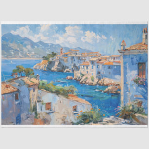 Papel De Seda Decoupage Impressionista da Costa do Mediterrâneo