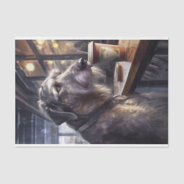 Papel De Seda Decoupage Irish Wolfhound em Café (Frente )